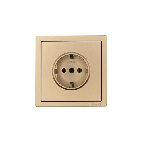 Розетка 1-мест. с/з ПБТ СП ZIMA IP20 10А безвинт. зажим зол. LEZARD 704-3688-122BQC