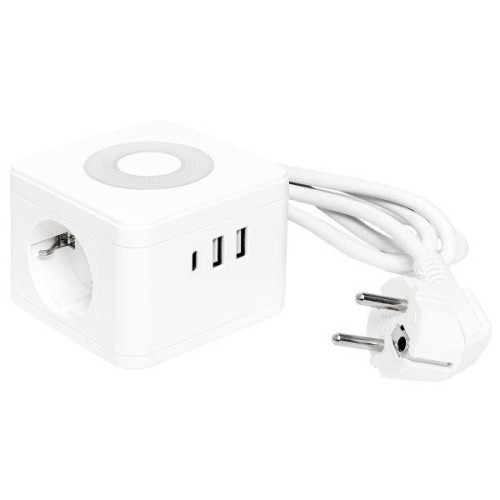 Удлинитель "Куб" 2х1.3м 2USB 2.4А+Type C + Ночник 1кв.мм EKF UBA-CUB-2-TC