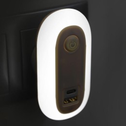 Светильник светодиодный ночник LED USB+TypeC 220В NL-267 Camelion 15384