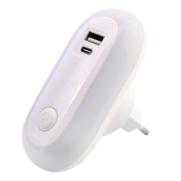 Светильник светодиодный ночник LED USB+TypeC 220В NL-267 Camelion 15384