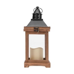 Фонарь декоративный со свечкой корпус из дерева размер 14х14х35cм тепл. бел. Neon-Night 513-075