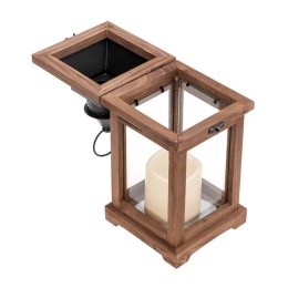 Фонарь декоративный со свечкой корпус из дерева размер 14х14х35cм тепл. бел. Neon-Night 513-075