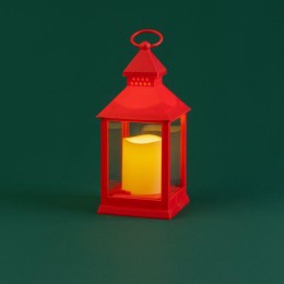Фонарь декоративный со свечкой красный корпус размер 10.5х10.5х24см тепл. бел. Neon-Night 513-059
