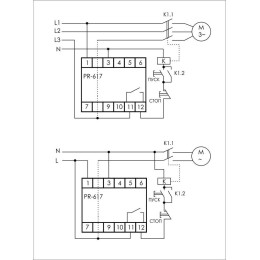Реле тока PR-617 (диапазон 2-15А; с задержкой отключения; сквозной канал; монтаж на DIN-рейке 35мм 2