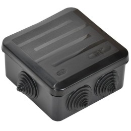Коробка распаячная ОП 100х100х50 IP44 КМ41255 6 гермовводов черн. IEK UKO21-100-100-050-K02-44