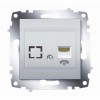 Розетка телефонная 2-м Cosmo RJ11 + гнездо механизм алюм. ABB 619-011000-221