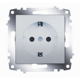 Розетка 1-м СП Cosmo 16А IP20 с заземл. защ. шторки механизм алюм. ABB 619-011000-243