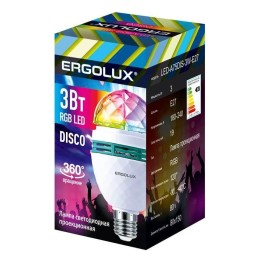 Лампа светодиодная DISCO 3Вт Е27 RGB 220-240В LED-A75DIS-3W-E27 Ergolux 14541