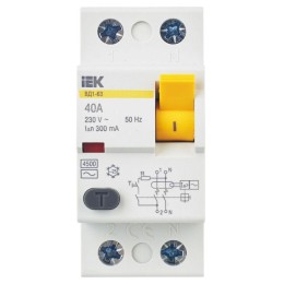 Выключатель дифференциального тока (УЗО) 2п 40А 300мА тип AC ВД1-63 KARAT IEK MDV10-2-040-300