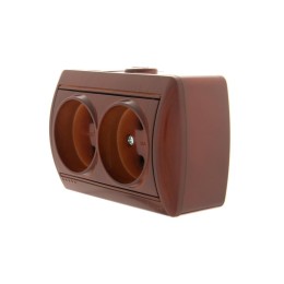 Розетка 2-м ОП Nata 16А IP20 без заземл. керамика вишня LEZARD 710-0600-128