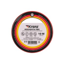 Изолента ПВХ 0.13х15мм 10м красная (уп.10шт) Kranz KR-09-2004