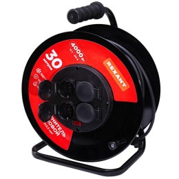 Удлинитель на метал. катушке 4х30м с заземл. IP44 КГ 3х2.5кв.мм с выключателем с защ. крышками Rexan