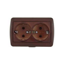 Розетка 2-м ОП Nata 16А IP20 с заземл. керамика вишня LEZARD 710-0600-127