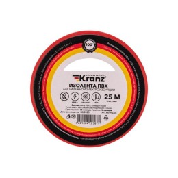 Изолента ПВХ 0.13х19мм 25м красная (уп.5шт) Kranz KR-09-2204