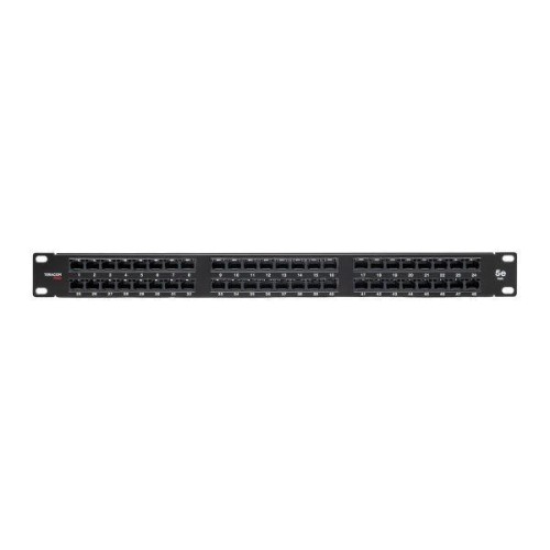 Патч-панель высокой плотности 19дюйм кат.5E 1U неэкранир. UTP 48 портов RJ-45 Dual IDC с органайзеро