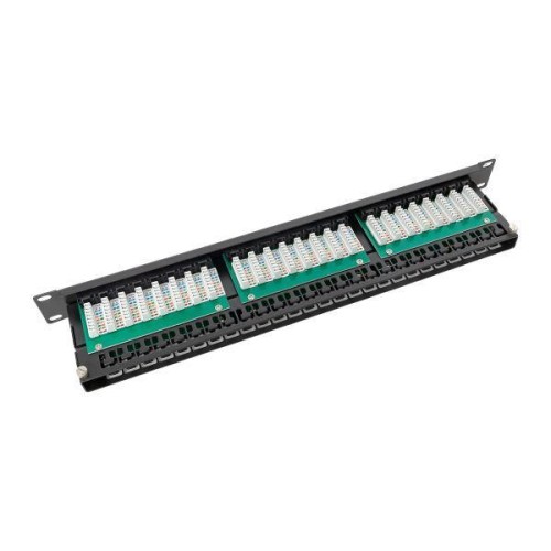 Патч-панель высокой плотности 19дюйм кат.5E 1U неэкранир. UTP 48 портов RJ-45 Dual IDC с органайзеро