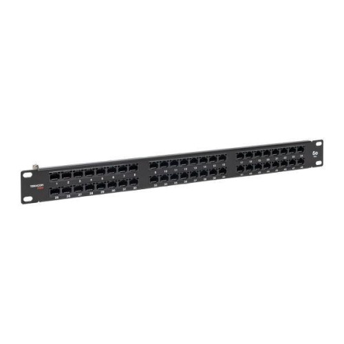 Патч-панель высокой плотности 19дюйм кат.5E 1U неэкранир. UTP 48 портов RJ-45 Dual IDC с органайзеро
