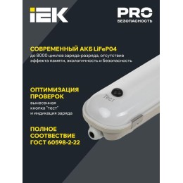 Светильник ДСП 1422А 40Вт 1ч 6500К IP65 1200мм с БАП IEK LDSP6-1422A-1-40-6500-K01