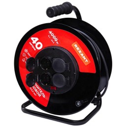 Удлинитель на метал. катушке 4х40м с заземл. IP44 КГ 3х2.5кв.мм с выключателем с защ. крышками Rexan