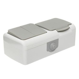 Блок ОП розетка 1-м 16А с заземл. с крышкой+выключатель 2-кл. Мурманск IP54 сер. EKF EFRV16-052-30-5