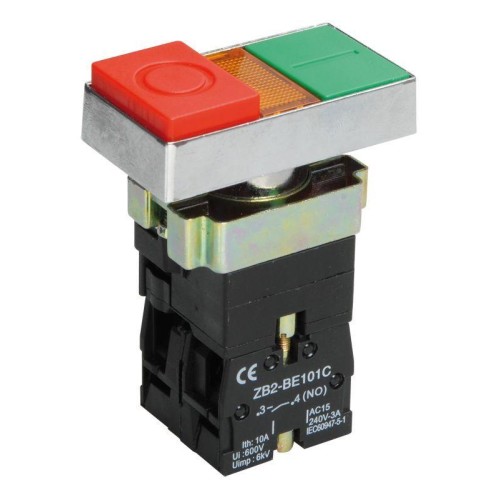 Кнопка LAY5-BW8465 "I-O" 1НО сдвоенная с подсветкой KARAT IEK BBD40-BW-K51