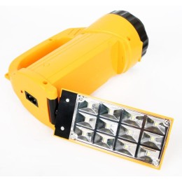 Фонарь аккумуляторный LED3819CSM 9LED + 12SMD 2 режима аккум. SLA 220В желт. Ultraflash 12102/12860
