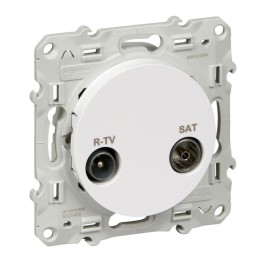 Розетка телевизионная проходная TV/R/SAT СП Odace механизм бел. SchE S52R456