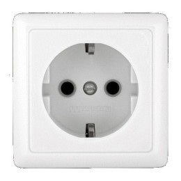 Розетка 1-м ОП Хит 16А IP20 250В с заземл. без защ. шторок с изолир. пластиной бел. SE RA16-133I-B