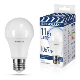 Лампа светодиодная LED-A60-11W-E27-6K 11Вт грушевидная 6500К холод. бел. E27 180-240В ЛОН ПРОМО Ergo