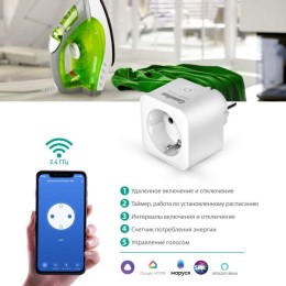 Розетка умная Smart Home BNS/SH-1/16A/WIFI одинарная 16А 3680В WiFi+счетчик+контроль Camelion 14503
