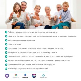 Розетка умная Smart Home BNS/SH-1/16A/WIFI одинарная 16А 3680В WiFi+счетчик+контроль Camelion 14503