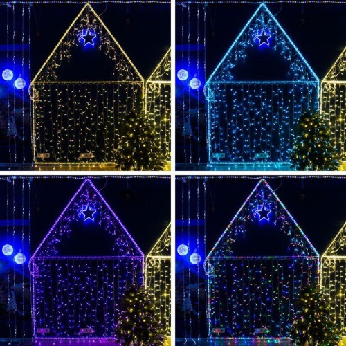 Гирлянда светодиодная "Нить" 10м 100LED мультиколор RGB 10Вт 230В IP65 провод ПВХ прозр. (свечение с