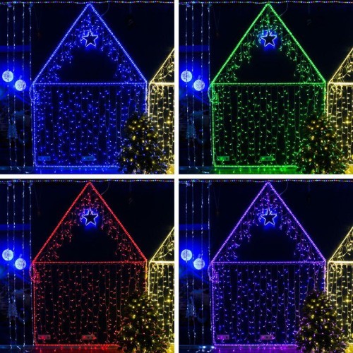 Гирлянда светодиодная "Нить" 10м 100LED мультиколор RGB 10Вт 230В IP65 провод ПВХ прозр. (свечение с