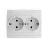 Розетка 2-м СП Simon15 16А IP20 250В с заземл. Schuko без защ. шторок винт. клеммы бел. Simon 159045