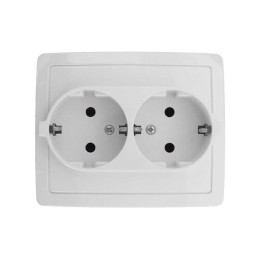 Розетка 2-м СП Simon15 16А IP20 250В с заземл. Schuko без защ. шторок винт. клеммы бел. Simon 159045