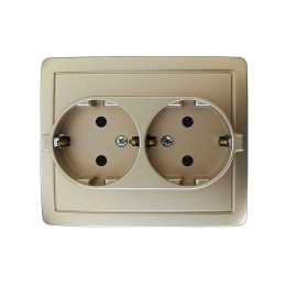 Розетка 2-м СП Simon15 16А IP20 250В с заземл. Schuko без защ. шторок винт. клеммы шампань Simon 159