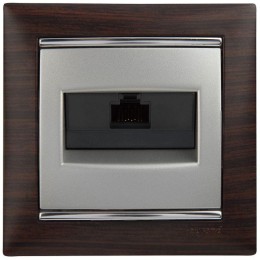 Розетка компьютерная 1-м СП Valena RJ45 кат.6 UTP на захватах механизм алюм. Leg 770246