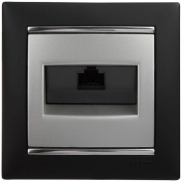 Розетка компьютерная 1-м СП Valena RJ45 кат.6 UTP на захватах механизм алюм. Leg 770246