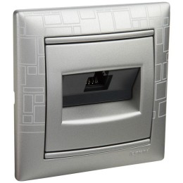 Розетка компьютерная 1-м СП Valena RJ45 кат.6 UTP на захватах механизм алюм. Leg 770246