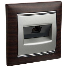 Розетка компьютерная 1-м СП Valena RJ45 кат.6 UTP на захватах механизм алюм. Leg 770246