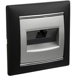 Розетка компьютерная 1-м СП Valena RJ45 кат.6 UTP на захватах механизм алюм. Leg 770246