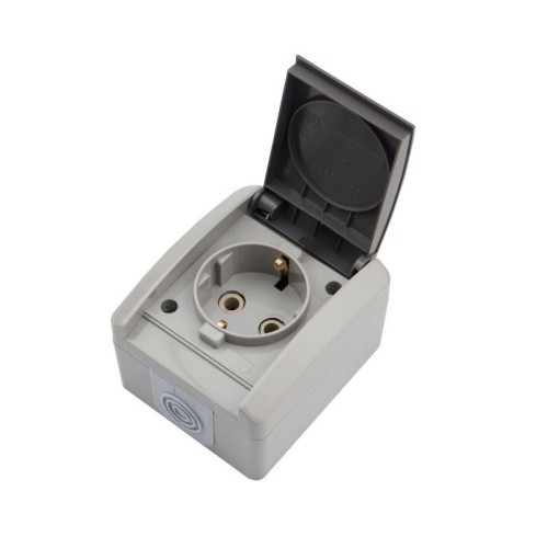 Розетка 1-м ОП INDUSTRIAL IP54 с заземл. сер. Kranz KR-78-0611