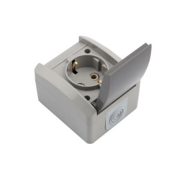 Розетка 1-м ОП INDUSTRIAL IP54 с заземл. керамика сер. Kranz KR-78-0612