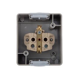Розетка 1-м ОП INDUSTRIAL IP54 с заземл. керамика сер. Kranz KR-78-0612