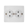 Розетка 2-м СП Simon15 16А IP20 250В с заземл. Schuko защ. шторки винт. клеммы бел. Simon 1590451-03