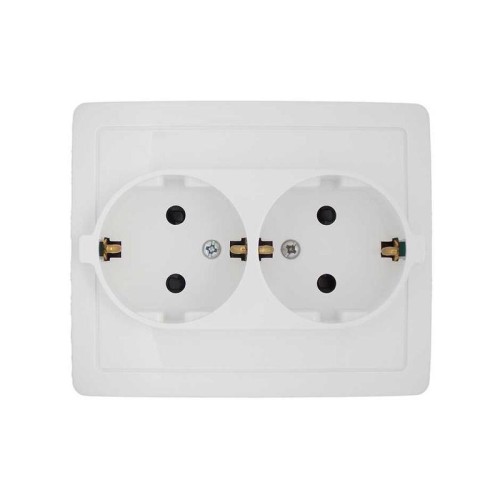 Розетка 2-м СП Simon15 16А IP20 250В с заземл. Schuko защ. шторки винт. клеммы бел. Simon 1590451-03
