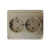 Розетка 2-м СП Simon15 16А IP20 250В с заземл. Schuko защ. шторки винт. клеммы шампань Simon 1590451