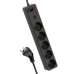 Удлинитель с сетевым фильтром 5х3м с заземл. 10А IP20 2.2кВт 2хUSB 3х0.75 с предохранителем КОСМОС F