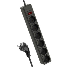 Удлинитель с сетевым фильтром 6х5м с заземл. 16А IP20 3.5кВт 3х1 с предохранителем с выкл. с индикат