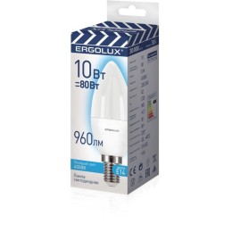Лампа светодиодная Свеча 10Вт E14 4500К 220-240В ПРОМО LED-C35-10W-E14-4K Ergolux 14545